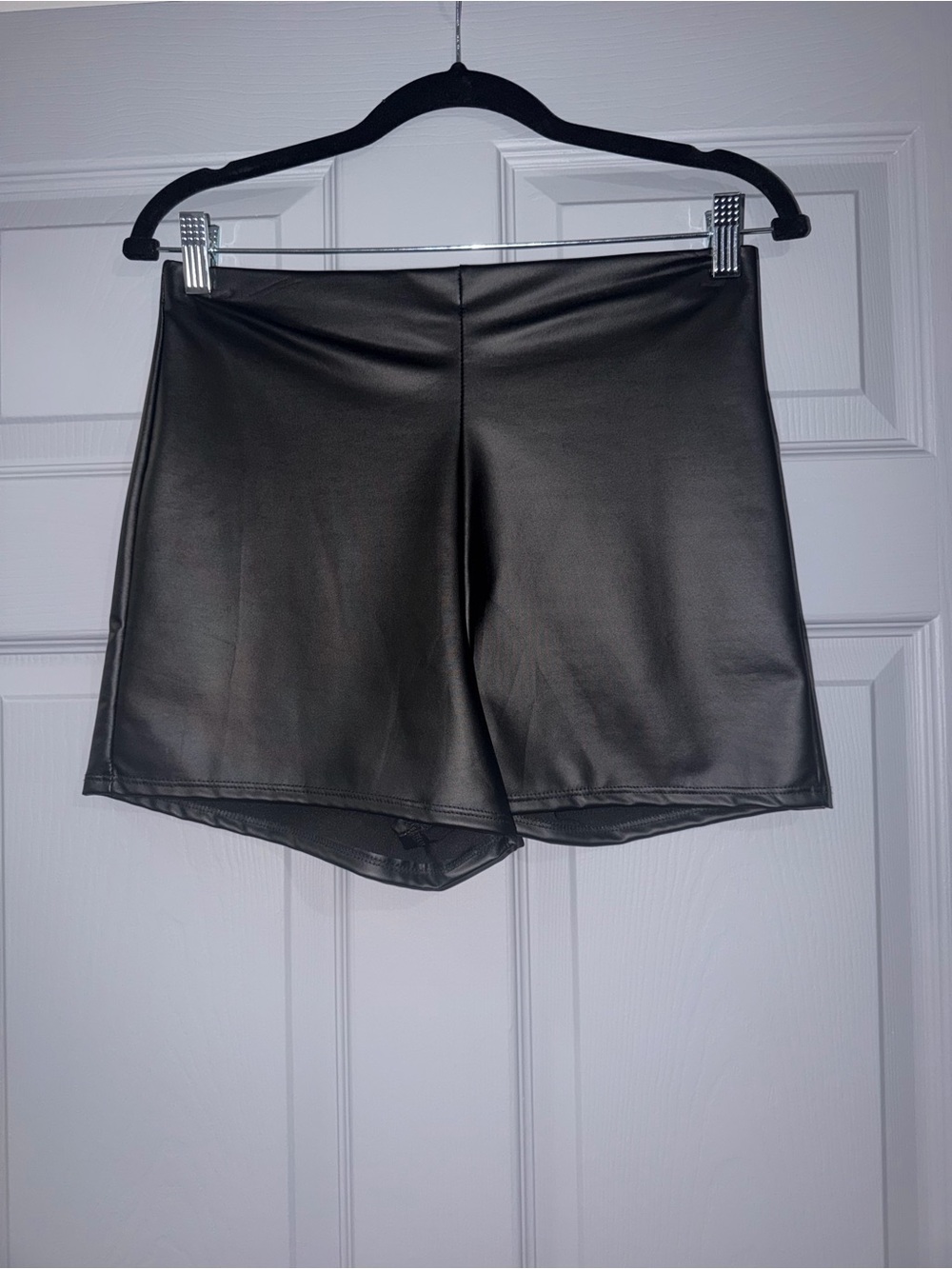 Fashion Nova Black Faux Leather High Waist Shorts